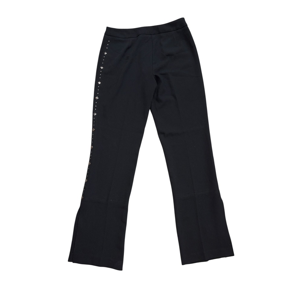 Alberto Makali Black Studded Side Slit Flare Leg Dress Pants Womens 10